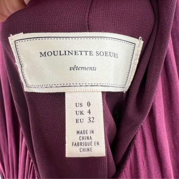 Anthropologie Moulinette Soeurs plum purple smocked halter sleeveless dress 0 - Picture 5 of 6